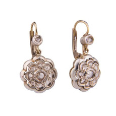 Antiek gouden rozet oorbellen met diamant 