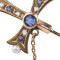 Antiek Victoriaanse broche kruis met parel, blauwe saffier en diamant.