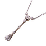 Antiek witgouden collier met diamant 