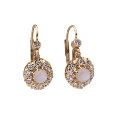 Gouden oorbellen met diamant en maansteen 