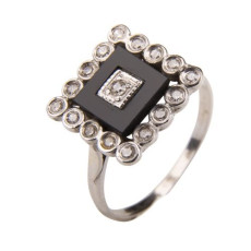 Gouden ring met onyx en diamant 