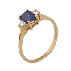 Gouden ring met saffier en briljant 