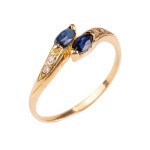 Gouden ring met saffier en diamant