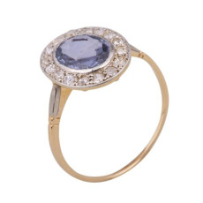 Gouden ring met saffier en diamant 