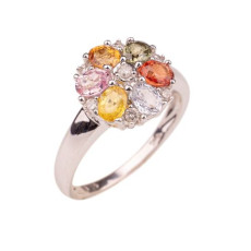 Gouden ring met verschillende halfedelstenen 