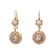 Gouden rozet oorbellen met diamant 