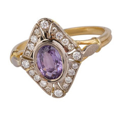 Gouden ring met saffier en briljant  