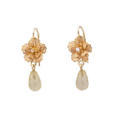 Oorbellen met diamant en citrien 