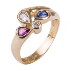 Ring met robijn, saffier en diamant